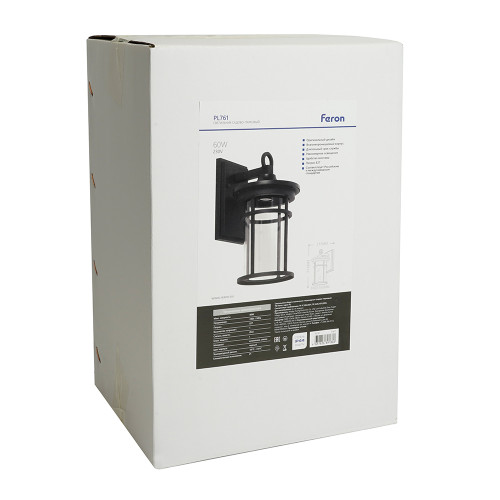 Светильник садово-парковый Feron PL761 на стену вниз 60W 230V E27,  черный