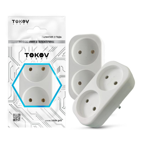 Разветвитель 2-м без заземл. 16А 250В IP20 полипропилен бел. TOKOV ELECTRIC TKL-S2-C01 Разветвитель 2-м без заземл. 16А 250В IP20 полипропилен бел. TOKOV ELECTRIC TKL-S2-C01