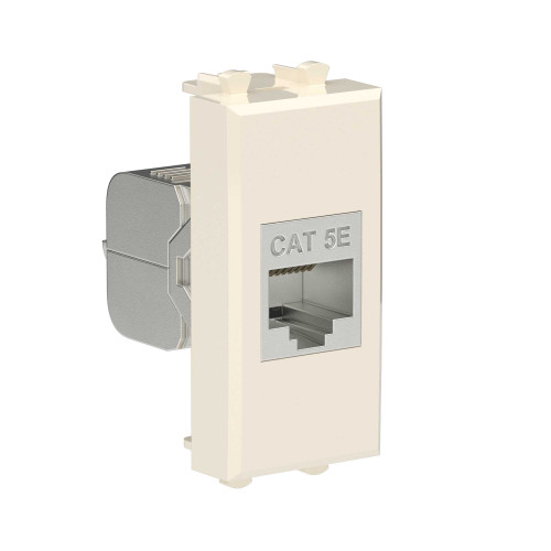 Компьютерная розетка RJ-45 без шторки модульная, кат.5е экранированная, Avanti, ванильная дымка, 1 модуль Компьютерная розетка RJ-45 без шторки модульная, кат.5е экранированная, Avanti, ванильная дымка, 1 модуль