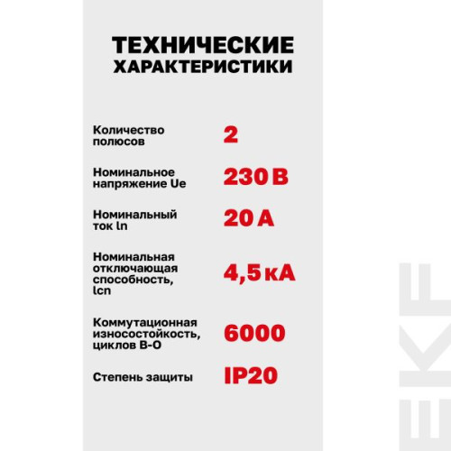 Авт. выкл. ВА 47-29 2P 20А (C) 4,5кА BASIC