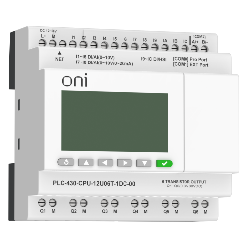 ПЛК 430 Модуль ЦПУ 4 DI 6 UI (0-10 В/DI) 2 UI (0-10 В/0-20 мА/DI) 6 TO 24В DC с Ethernet портом с экраном ONI