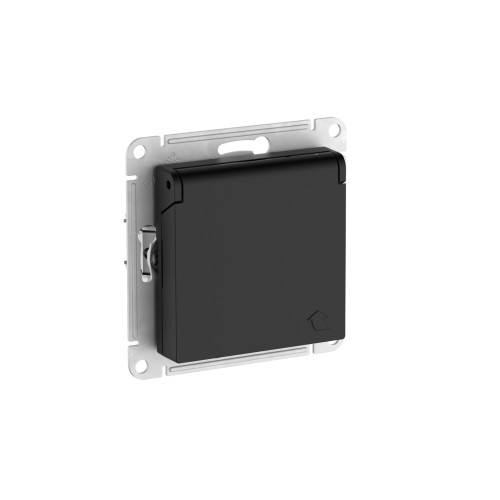 ATLASDESIGN РОЗЕТКА с заземлением со шторками с крышкой,16А,IP20, мех.,быстрозажим. клем., КАРБОН ATLASDESIGN РОЗЕТКА с заземлением со шторками с крышкой,16А,IP20, мех.,быстрозажим. клем., КАРБОН