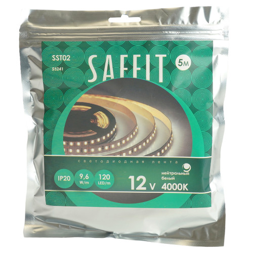Лента светодиодная SST02 SAFFIT 120SMD(2835)/м 9.6Вт/м 12V 5000*8*1.22мм 4000К, IP20 Лента светодиодная SST02 SAFFIT 120SMD(2835)/м 9.6Вт/м 12V 5000*8*1.22мм 4000К, IP20