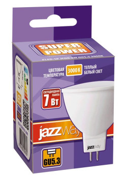 Лампа светодиодная PLED-SP 7Вт JCDR MR16 3000К тепл. бел. GU5.3 520лм 230В JazzWay 1033499
