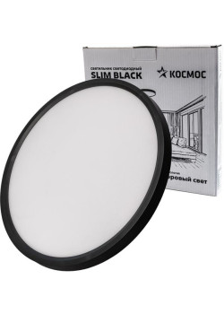 Светильник светодиодный SLIM BLACK 38Вт 4500К IP40 2650лм 230В 400х25мм КОСМОС KSlim38w_B4500K