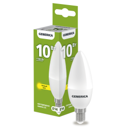 Лампа светодиодная C35 свеча 10Вт 230В 3000К E14 GENERICA