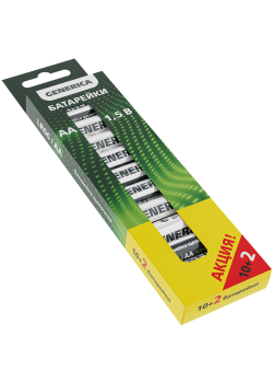 Батарейка щелочная Alkaline LR06/AA (10+2шт/кор) ПРОМО GENERICA