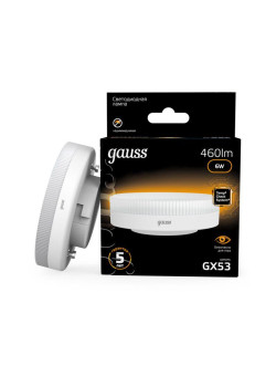 Лампа светодиодная Black 6Вт таблетка 3000К тепл. бел. GX53 460лм GAUSS 108008106