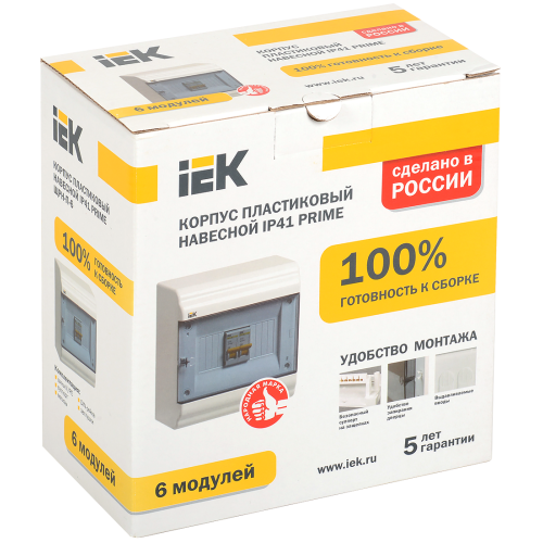 PRIME Корпус пластиковый ЩРН-П-6 модулей навесной белый IP41 IEK PRIME Корпус пластиковый ЩРН-П-6 модулей навесной белый IP41 IEK