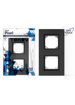Рамка 2-м Pixel IP44 карбон TOKOV ELECTRIC TKE-PX-RM2-C14-IP44