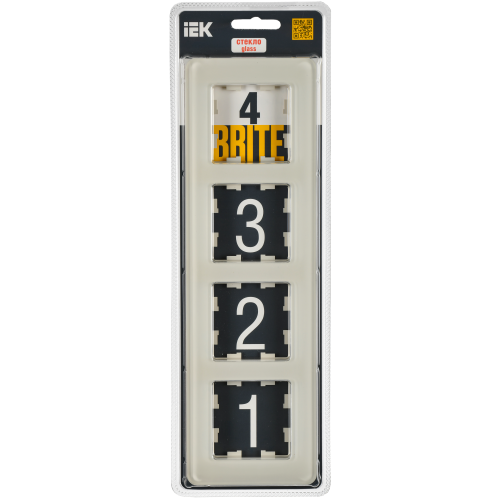 BRITE Рамка 4-местная РУ-4-2-Бр стекло песчаный RE IEK BRITE Рамка 4-местная РУ-4-2-Бр стекло песчаный RE IEK