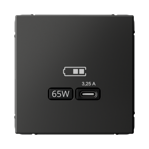 ARTGALLERY USB РОЗЕТКА тип-С 65Вт высокоскор.заряд. QC, PD, механизм, БАЗАЛЬТ