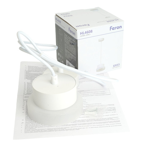 Светильник потолочный Feron Barrel HL4608 OPAL levitation 12W, 230V, GX53, белый, на подвесе 1,7 м