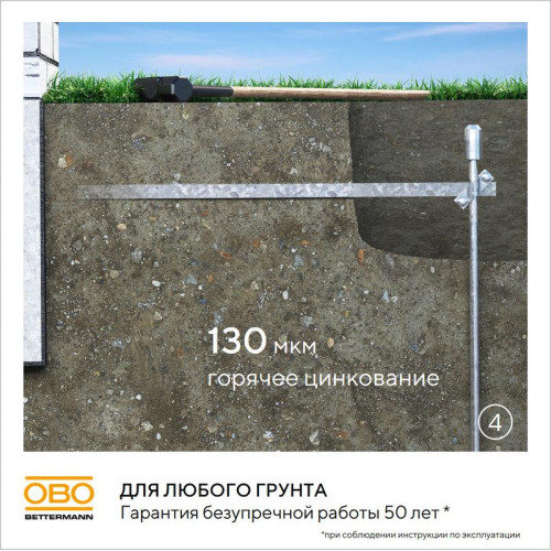 Комплект заземления безмуфтовый d16мм 6м сталь гор. цинк. OBO 6841193 Комплект заземления безмуфтовый d16мм 6м сталь гор. цинк. OBO 6841193