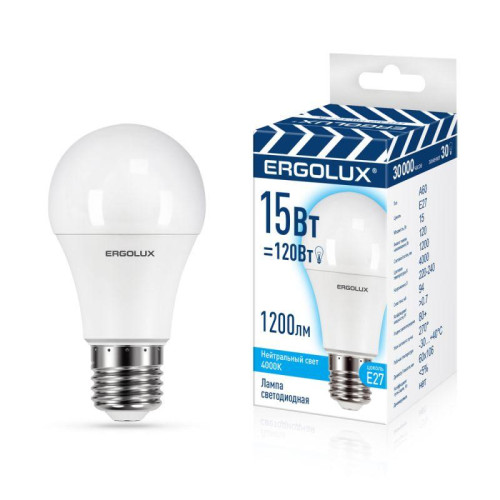 Лампа светодиодная LED-A60-15W-E27-4K 