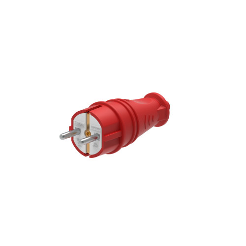 MULTISET Вилка 2К+З прямая каучуковая 16 А/250 В IP44 КРАСНАЯ