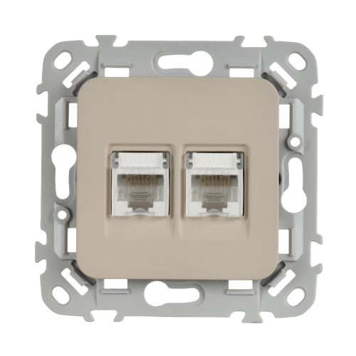 FLITE Розетка 2-местная компьютерная RJ45 категория 5Е UTP РК5е-2-0-ФлЛ льняной IEK
