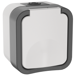 TORS Розетка 1-местная заземляющим контактом и крышкой 16А IP55 TS220 серо-белый IEK