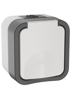 TORS Розетка 1-местная заземляющим контактом и крышкой 16А IP55 TS220 серо-белый IEK