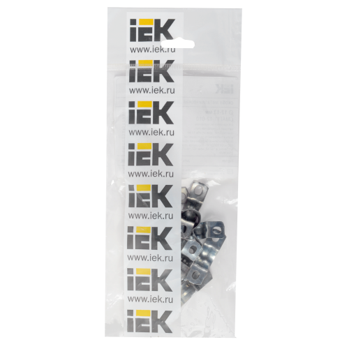 ELASTA Скоба металлическая двухлапковая d=12-13мм с крепежным отверстием 6х4 (10шт/упак) IEK