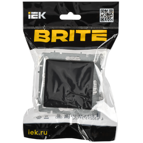 BRITE Выключатель 2-клавишный 10А безвинтовое крепление ВС11-2-0-БрЧ черный IEK BRITE Выключатель 2-клавишный 10А безвинтовое крепление ВС11-2-0-БрЧ черный IEK