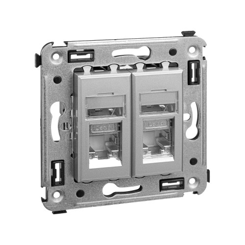 Компьютерная розетка RJ-45 в стену, кат.6 двойная экранированная, Avanti, закаленная сталь Компьютерная розетка RJ-45 в стену, кат.6 двойная экранированная, Avanti, закаленная сталь