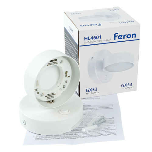 Светильник настенный Feron HL4601 12W, 230V, GX53, белый Светильник настенный Feron HL4601 12W, 230V, GX53, белый