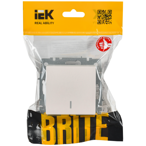 BRITE Выключатель 1-клавишный проходной с индикацией 10А ВС10-1-7-БрЖ жемчуг IEK BRITE Выключатель 1-клавишный проходной с индикацией 10А ВС10-1-7-БрЖ жемчуг IEK
