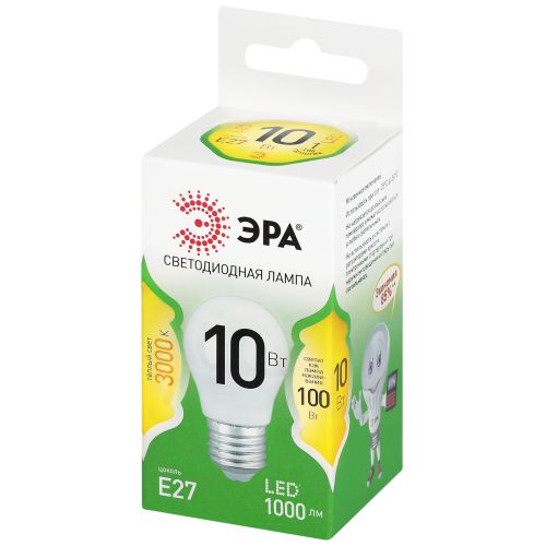 Лампа светодиодная GREEN LINE P45-10W-830-E27 GL 10Вт шар 3000К свет тепл. E27 Эра Б0066977 Лампа светодиодная GREEN LINE P45-10W-830-E27 GL 10Вт шар 3000К свет тепл. E27 Эра Б0066977