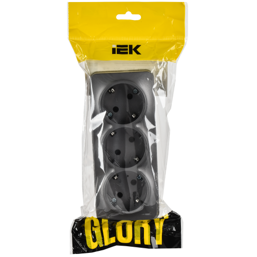 GLORY Розетка 3-местная для открытой установки с заземлением без защитных шторок 16А РС23-3-ХСм сталь матовый IEK GLORY Розетка 3-местная для открытой установки с заземлением без защитных шторок 16А РС23-3-ХСм сталь матовый IEK