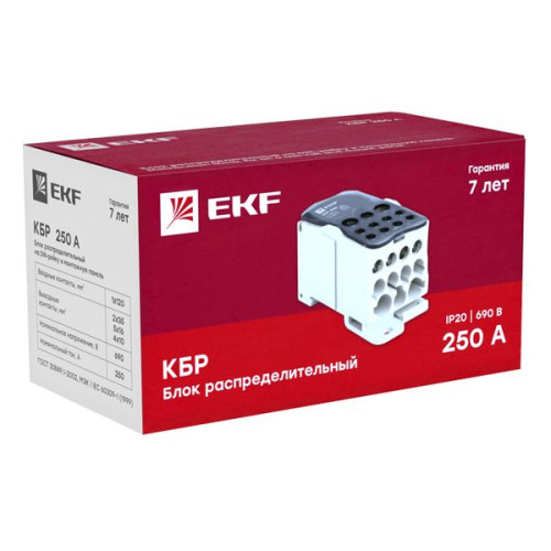 Блок КБР на DIN-рейку и монтажную панель 250A EKF Блок КБР на DIN-рейку и монтажную панель 250A EKF