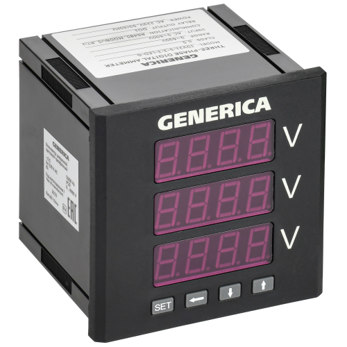 Вольтметр цифровой щитовой трехфазный DO RS-485 96х96мм LED GENERICA