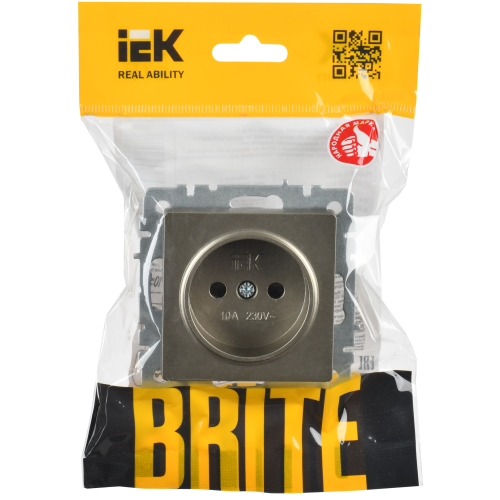 BRITE Розетка 1-местная без заземления с защитными шторками 10А РСш10-2-БрШ шампань IEK BRITE Розетка 1-местная без заземления с защитными шторками 10А РСш10-2-БрШ шампань IEK