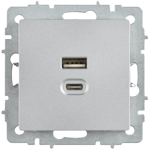 BRITE Розетка USB A+C 45Вт высокоскоростная зарядка РЮ11-2-БрА алюминий IEK BRITE Розетка USB A+C 45Вт высокоскоростная зарядка РЮ11-2-БрА алюминий IEK