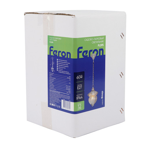 Светильник садово-парковый Feron PL595 на цепочке 60W 230V E27, белое золото Светильник садово-парковый Feron PL595 на цепочке 60W 230V E27, белое золото