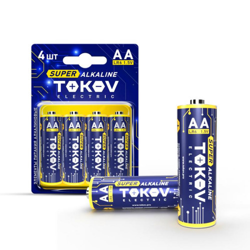 Элемент питания алкалиновый LR6/AA (блист.4шт) TOKOV ELECTRIC TKE-ALS-LR6/B4 Элемент питания алкалиновый LR6/AA (блист.4шт) TOKOV ELECTRIC TKE-ALS-LR6/B4