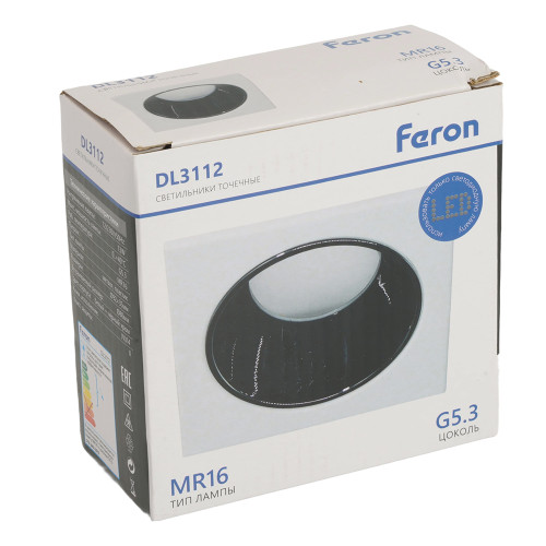 Светильник встраиваемый Feron DL3112 потолочный MR16 G5.3 белый + черный хром