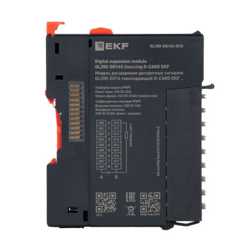 Модуль расширения дискретных сигналов GL200-DO16 токоподающий D-CARD EKF Модуль расширения дискретных сигналов GL200-DO16 токоподающий D-CARD EKF