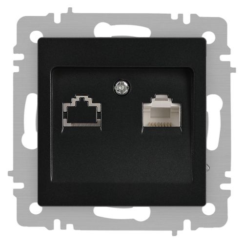 Розетка Accent 6-303-05 информационная RJ45 IP20 СУ антрацит Intro Б0063634