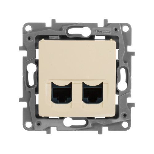 ETIKA Розетка компьютерная двойная RJ45 категория 6 UTP слоновая кость ETIKA Розетка компьютерная двойная RJ45 категория 6 UTP слоновая кость