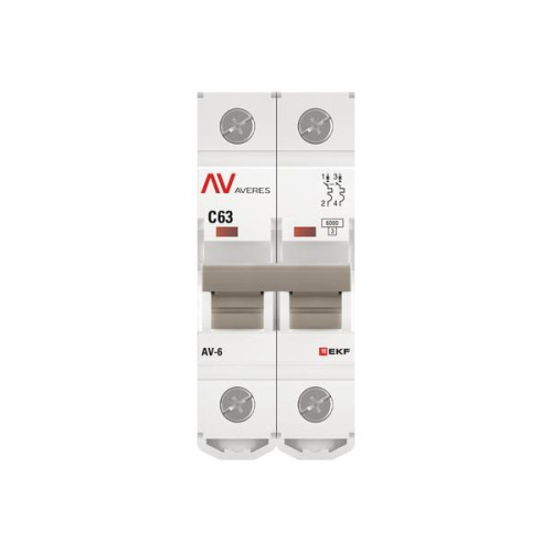 Авт. выкл. AV-6 2P 63A (C) 6kA EKF AVERES Авт. выкл. AV-6 2P 63A (C) 6kA EKF AVERES