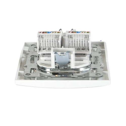 Минск Розетка RJ-45 2-местная СП белая EKF Минск Розетка RJ-45 2-местная СП белая EKF