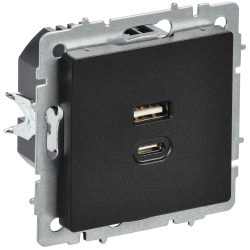 BRITE Розетка USB A+C 45Вт высокоскоростная зарядка РЮ11-2-БрЧ черный IEK