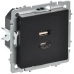 BRITE Розетка USB A+C 45Вт высокоскоростная зарядка РЮ11-2-БрЧ черный IEK BRITE Розетка USB A+C 45Вт высокоскоростная зарядка РЮ11-2-БрЧ черный IEK