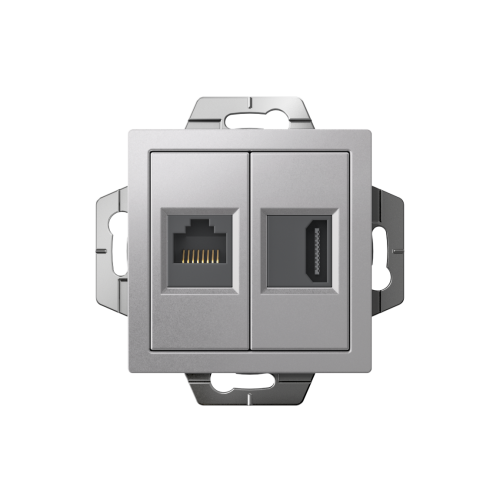 ATLASDESIGN РОЗЕТКА двойная HDMI+RJ45, кат. 5е, механизм, АЛЮМИНИЙ ATLASDESIGN РОЗЕТКА двойная HDMI+RJ45, кат. 5е, механизм, АЛЮМИНИЙ
