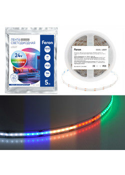 Лента светодиодная  784SMD(2110)/ 19Вт/м 24V 5000*12*2.3мм RGB+6000К, IP20, LS537 FERON