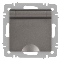 Розетка Accent 6-203-09 2P+E Schuko с крышкой 16А-250В IP20 СУ AL/CU титан Intro Б0063471