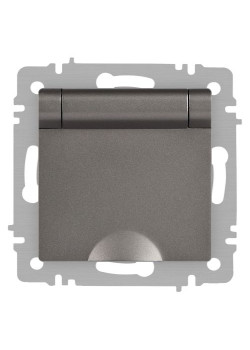 Розетка Accent 6-203-09 2P+E Schuko с крышкой 16А-250В IP20 СУ AL/CU титан Intro Б0063471