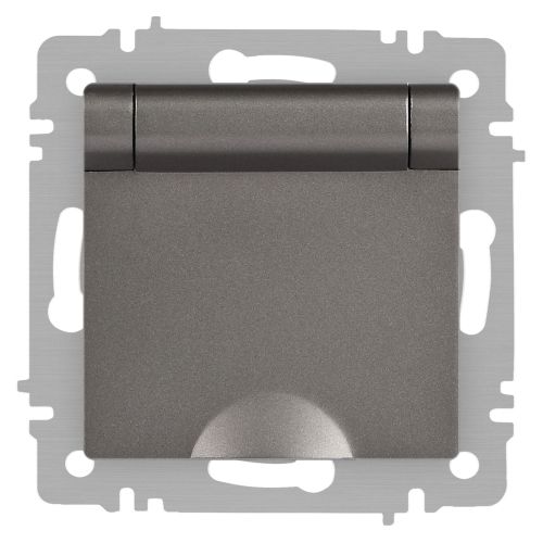 Розетка Accent 6-203-09 2P+E Schuko с крышкой 16А-250В IP20 СУ AL/CU титан Intro Б0063471