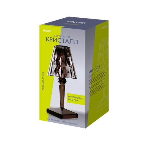Светильник светодиодный настольный CTL1-USB 3Вт 120лм 5В 2SMD IP20 диммер: 2700-3000К/4000-4500К/6000-6500К ночник черн. кристалл акрил ФАZА 5040908 Светильник светодиодный настольный CTL1-USB 3Вт 120лм 5В 2SMD IP20 диммер: 2700-3000К/4000-4500К/6000-6500К ночник черн. кристалл акрил ФАZА 5040908
